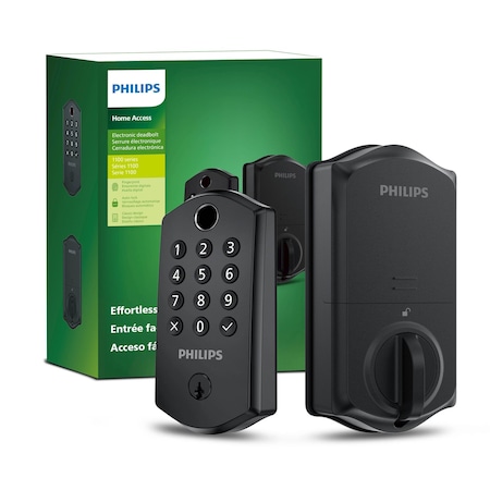 Philips Electronic Deadbolt Door Lock with Multiple Access Methods Including Fingerprint Reader DDLOM1011X-1H-MB