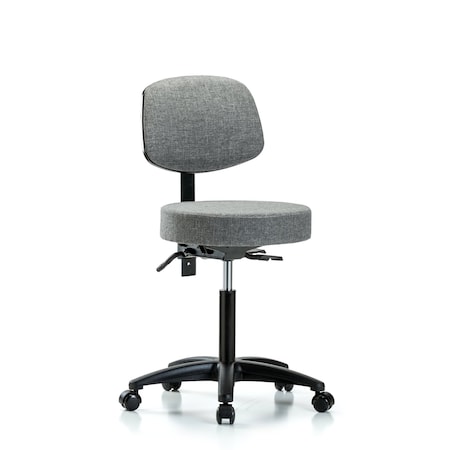 Blue Ridge Ergonomics Bench Stool, Med, Fabric, Bk Casters, Gry BR-FMBST-RG-T0-NF-RC-F44