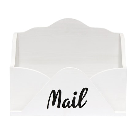 Homeroots 10" White Wood Envelope Shaped Mail Desk Organizer 661191