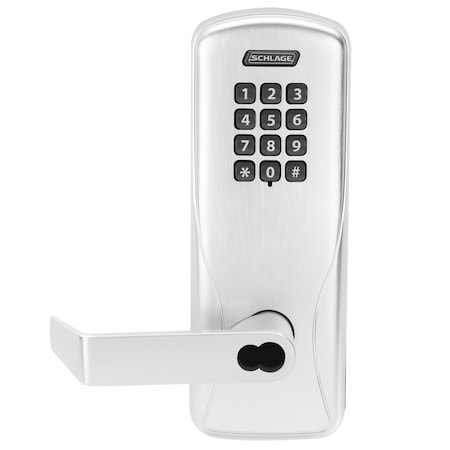 Schlage Electronics Grade 1 Classroom/Storeroom Mortise Lock, Keypad, 500 Users, SFIC Prep Less Core, Rhodes Lever, Spr CO100MS70KPRHO625BR