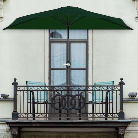 Pure Garden 9ft Half Umbrella, Hunter Green 50-LG1036