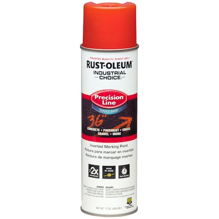 Rust-Oleum Inverted Marking Paint, 17 oz., Fluorescent Red, Water -Based 1862838