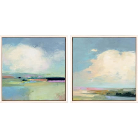 Homeroots Set Of Two Colorful Horizon White Floater Frame Print Wall Art, 2PK 416396