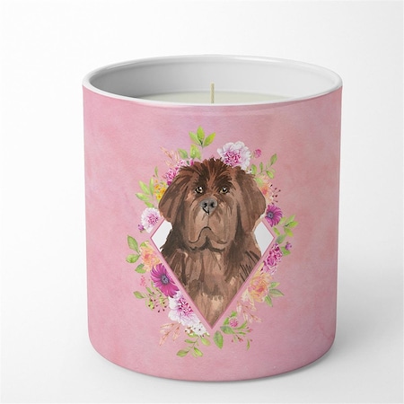 Carolines Treasures 10 oz Newfoundland Pink Flowers Decorative Soy Candle CK4221CDL