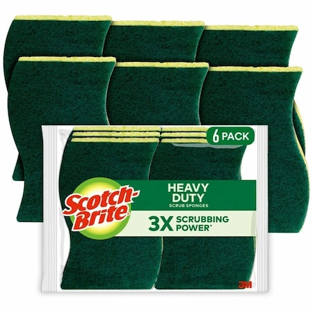 3M Scotch-Brite Heavy Duty Scrubber Sponge For Pots and Pans 4.5 in. L 6 pk 426