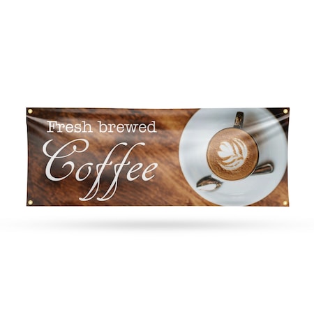 Signmission Fresh Brewed Coffee, 18 Inch x 48 Inch, Vinyl Banner B-30652