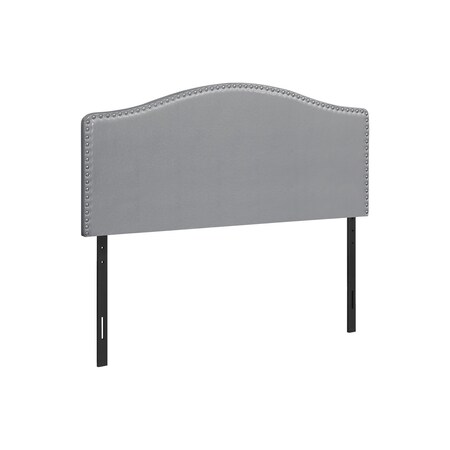 Homeroots Gray Faux Leather Upholstered Arched Queen Headboard With Nail Head Trim 490192