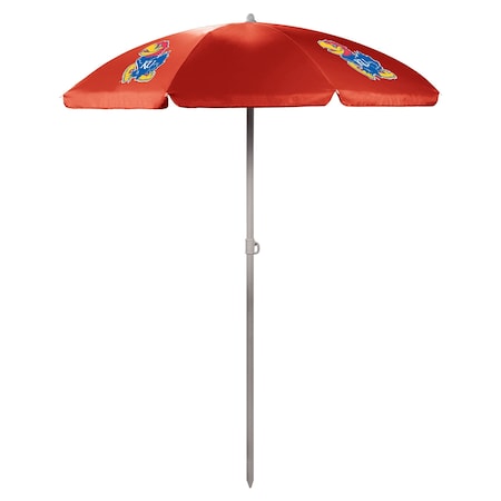 Picnic Time Family Of Brands NCAA Kansas Jayhawks Outdoor Canopy Sunshade Beach Umbrella 5.5' - Red 822-00-100-244-0