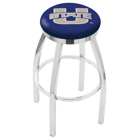 Holland Bar Stool Co 36" Chrome Utah State Swivel Bar Stool, Accent Ring L8C2C36UtahSt