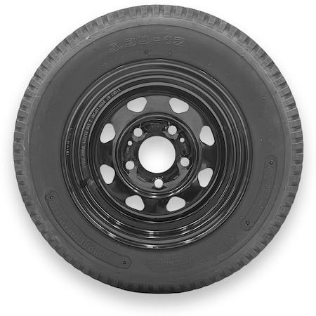Rubbermaster - Steel Master 5.30-12 4 Ply 5 On 4.5 Bolt, Black Wheel Assemblies 599165BLK