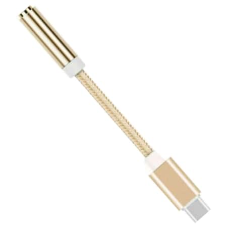 Sanoxy USB-C Type C to 3.5mm Aux Audio Jack Passive Headphone Adapter Nylon Braided (Gold) SNX-CABLE61