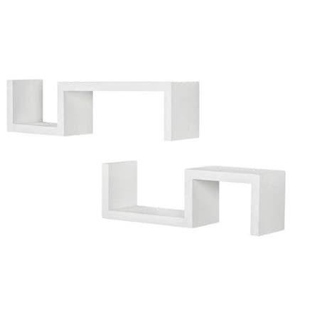 Homeroots 24in Two Shelves Solid Wood Wall Mounted Shelving Unit 399286