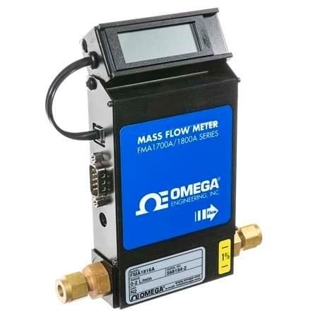 Omega Mass Flow Meter, Economical, Gas, 5 SCCM to 500 SCCM, 1000 psi, 1/4 " Compression, 0 Vdc to 5 Vdc, FMA1812A
