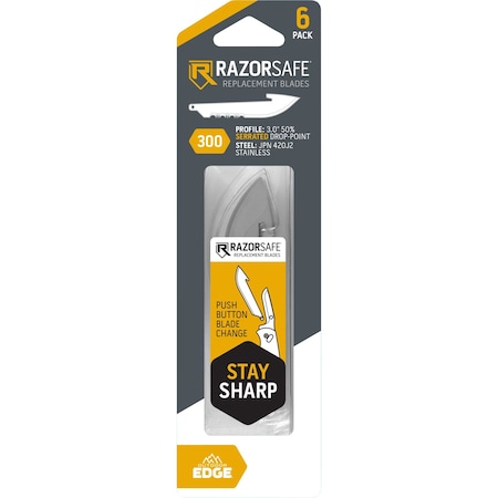 Outdoor Edge Cutlery 3.0" DROP-POINT BLADE PACK, Black, 6PK RR30K-6C