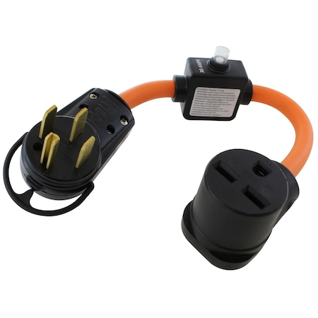Ac Works 14-50P to 6-30R Adapter, 1.5 ft, 30A Breaker-Protected, Heavy-Duty STW S1450ICB630