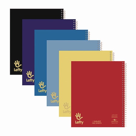 Roaring Spring Lefty Notebook, 1-Subject, Wide/Legal Rule, Assorted Cover Colors, 100 10.5 x 8.5 Sheets 13505