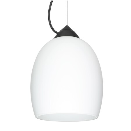 Besa Lighting Besa Lucia Pendant, Opal Matte, Black Finish, 1x 9W LED 1KX-169707-LED-BK
