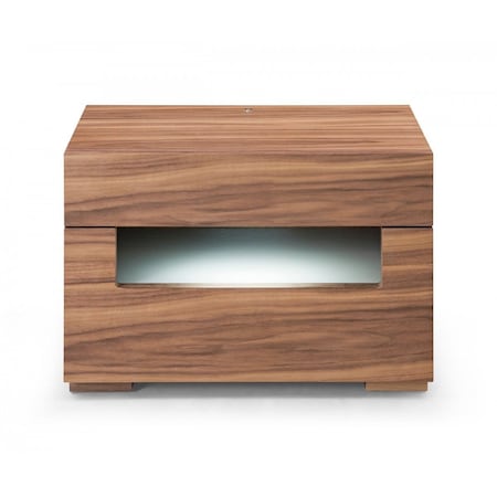 Homeroots 16" Wood Lighted Two Drawer Nightstand 473032
