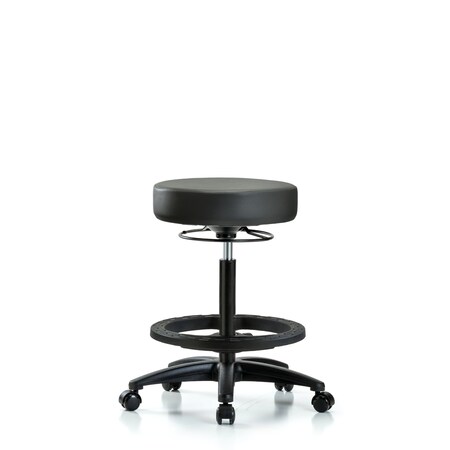 Blue Ridge Ergonomics Vinyl Stool, High Bench, Foot Ring, Casters, Carbon BR-VHBSO-RG-BF-RC-8823