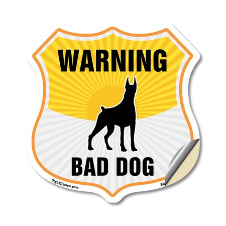 Signmission Beware Of Dog Shield Sign Warning Bad Do, 18 Inch X 18 Inch, Vinyl Decal SHI-D-18-361