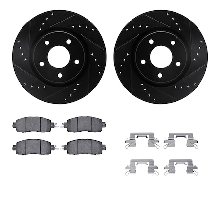 Dynamic Friction Co DFC Rotors-Drilled & Slotted-Black w/ 5000 Advanced Brake Pads Incl Hdw 8512-67122