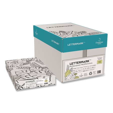 Lettermark Colors 30% Recycled Multipurpose Color Paper, 20 lb Bond Weight, 11 x 17, Canary, 2500PK 94293