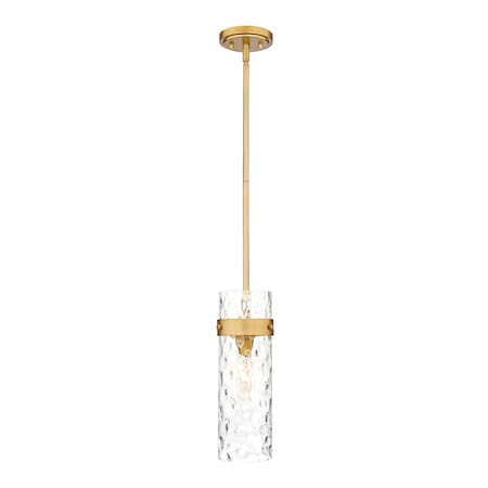 Z-Lite Fontaine 1 Light Pendant, Rubbed Brass/Clear Water, 5.75 In W x 15 In H 7002P5-ROD-RB