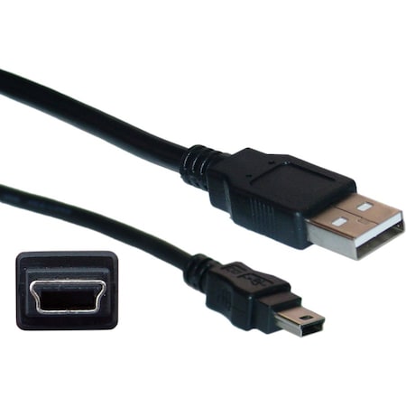 Cable Wholesale CableWholesale USB Type A Male / Mini-B Male Cable, 5 Pin, Black, 1 ft 10UM-02101BK
