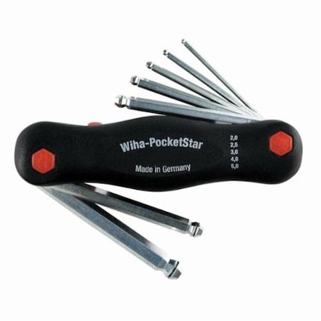 Wiha KEY SET, 7 PIECES, 2 TO 8 MM HEX, ERGONOMIC HANDLE, CHROME VANADIUM MOLYBDENUM TOOL 36996