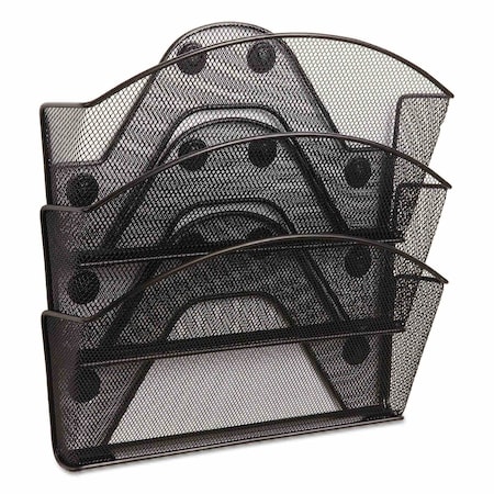 Safco Onyx Magnetic Mesh Panel Accessories, 3 File Pocket, 13 x 4.25 x 13.5. Black 4175BL