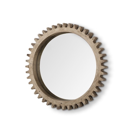 Homeroots 35" Brown Abstract Wood Framed Accent Mirror 376398