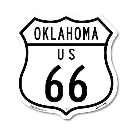 Signmission Oklahoma Route Marker Shield Sign Us 66, 6 Inch X 6 Inch, Plastic Sign SHI-P-6-426