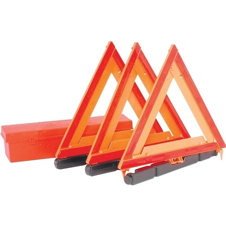 Pm Company PM 449 Warning Triangle Kit, Fluorescent Orange Reflector, Plastic Post 449