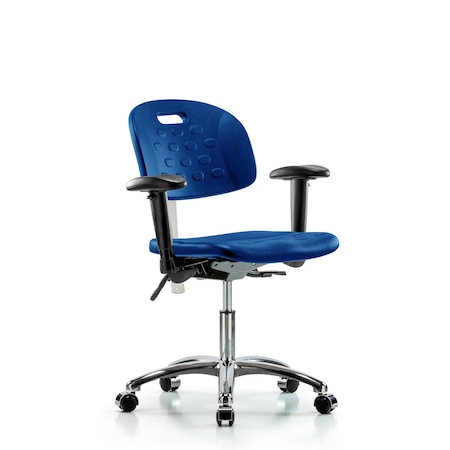Blue Ridge Ergonomics Clean Room Chair, Adjustable Arms BR-CLR-HPDHCH-CR-T1-A1-CC-BLU