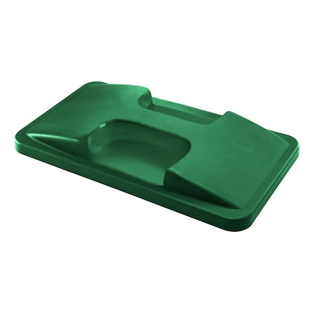 Crusader CTH Thin Recycling Container Flat Lid with Handle, Green, Polypropylene CTH-LHFTGN