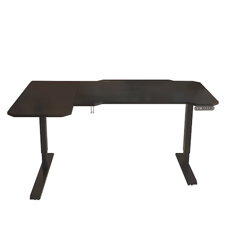 Homeroots 59" Adjustable Black L Shape Computer Desk 528668