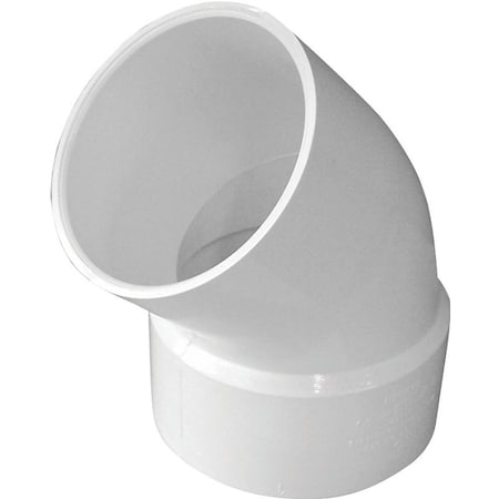 Canplas Street Pipe Elbow, 4 in, Spigot x Hub, 45 deg Angle, PVC, White 414194BC