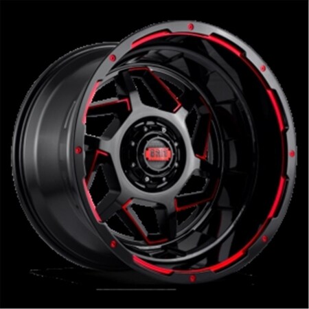 Hard Top D21237E28 20 x 10 GD14 - 25 mm Offset 6 x 135 Black with Red Accent Wheel HA1589491