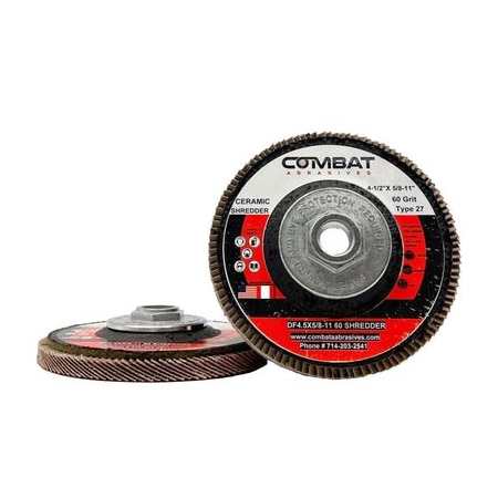 Renegade Products Usa Ceramic Shredder Flap Discs 4-1/2" x 5/8-11" With Hub, Type 29, 60 Grit DF4.5X5/8-11X60SHREDDER