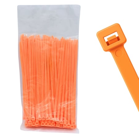 Cable Ties Unlimited Cable Tie, 8 in L, 40 lb Strength, 2.2 in Max Bundle Dia, Nylon 6/6, Fluorescent Orange 100PK C8-40-Flo Orange