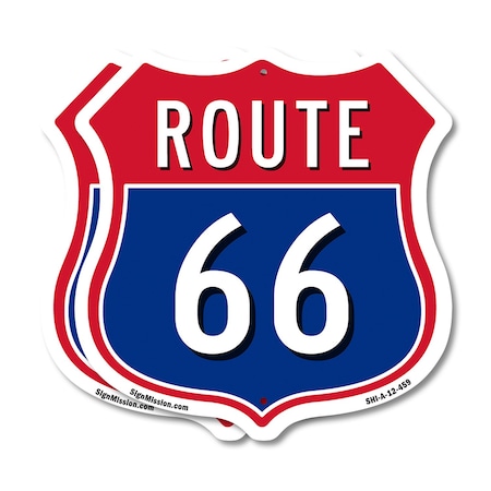 Signmission Route Marker Shield Sign Route 66, 12 inch X 12 inch, Aluminum Metal Sign, 2PK SHI-A-2PACK-12-459