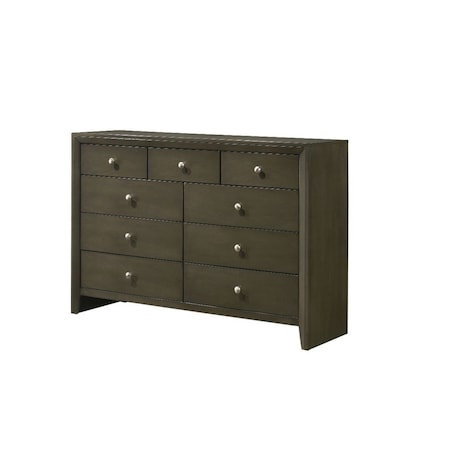 Homeroots 55" Gray Solid and Manufactured Wood Nine Drawer Triple Dresser 490486