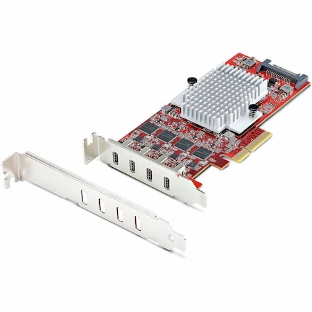 Startech.Com 4-Port USB Type-C PCIe Card, USB 3.2 10Gbps, USB-C PCI Express 3.0 Expansion Card, 4x Independent U P10Q4C-USB-CARD-LP