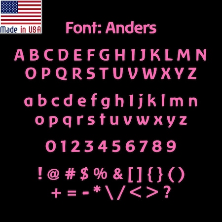 Aacc Self-Adhesive Vinyl Letter: I, Scale: 2 cm. Color: Hi-Viz-Pink Font: Anders by, 12PK AACC-Anders-UI-Hi-Viz-Pink-M2x12
