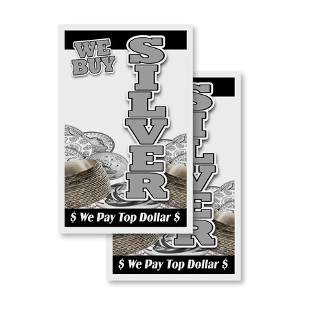 Signmission We Buy Silver Vertical, Vinyl Decals Only 24 Inch x 36 Inch, Vinyl Decal, 2PK DSB-2436-2PACK-We Buy Silver Vertical