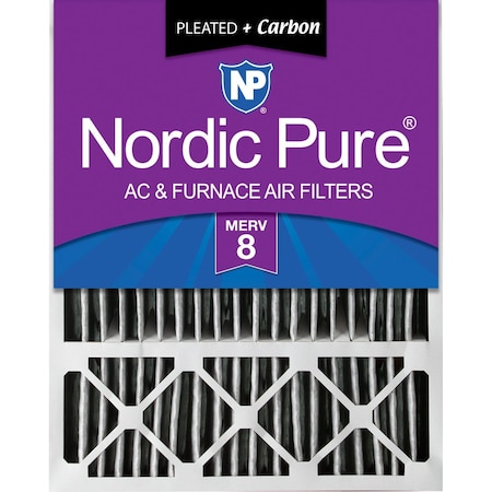 Nordic Pure 20x25x5 Plus Carbon Pleated Air Filter, High Capacity, MERV 8 20x25x5LXREDPM8C-1