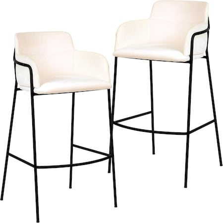 Leisuremod Axis Ergonomic Velvet/Polyester/Leather Bar Stool with Powder-Coated Steel, 2PK AC29BG2