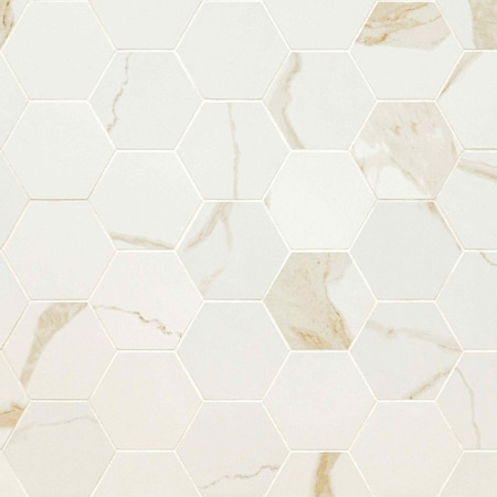 Msi Eden Calacatta Sample. Matte Porcelain Hexagon Floor & Wall Tile ZOR-PT-0635-SAM