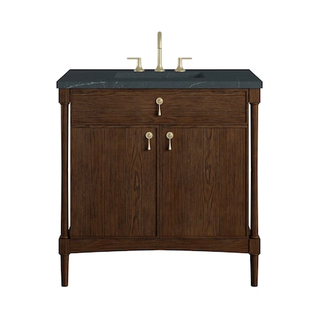 James Martin Vanities Kinnsden 36" Single Vanity, Sable Oak w/ 3 CM Charcoal Soapstone Silestone Top D680-V36-SBK-3CSP