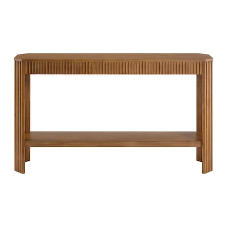 Alaterre Furniture Fluted Solid Wood Console Table 56 in Modern Entryway Table with Storage Shelf AFTBL-007
